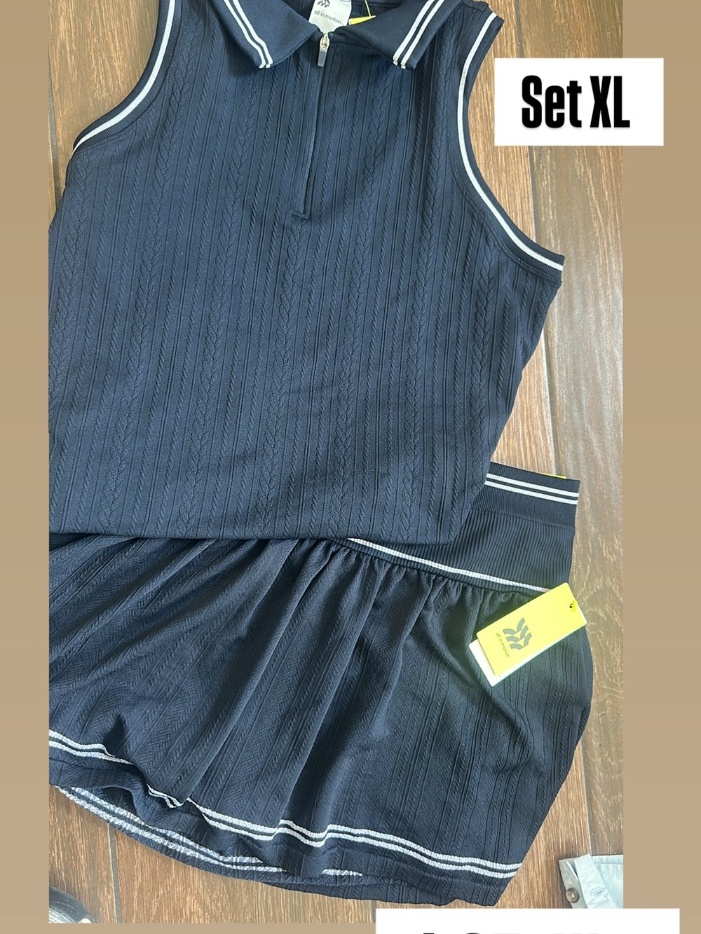 Navy Sleeveless Tennis Set with White Trim tank polo and skort